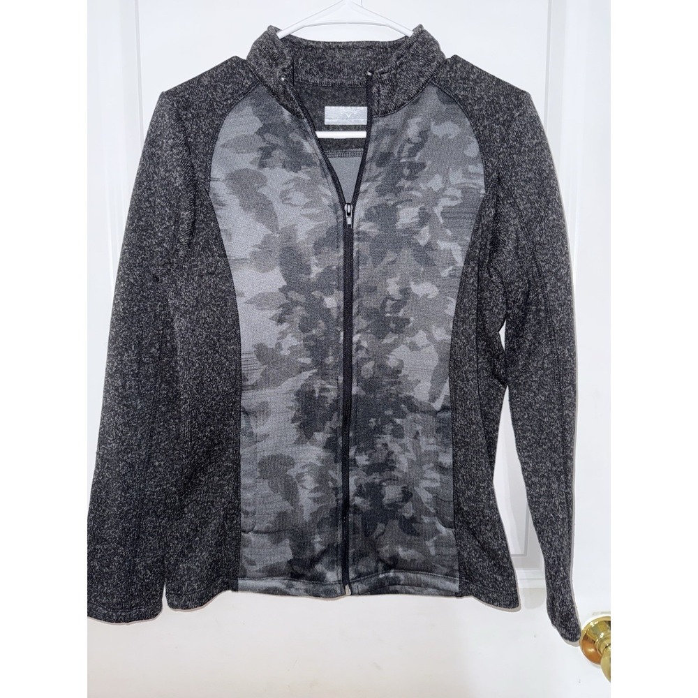 Callaway Weather Series Jacket Womens Small Gray Camo Torso Full Zip Knit‎ Golf
